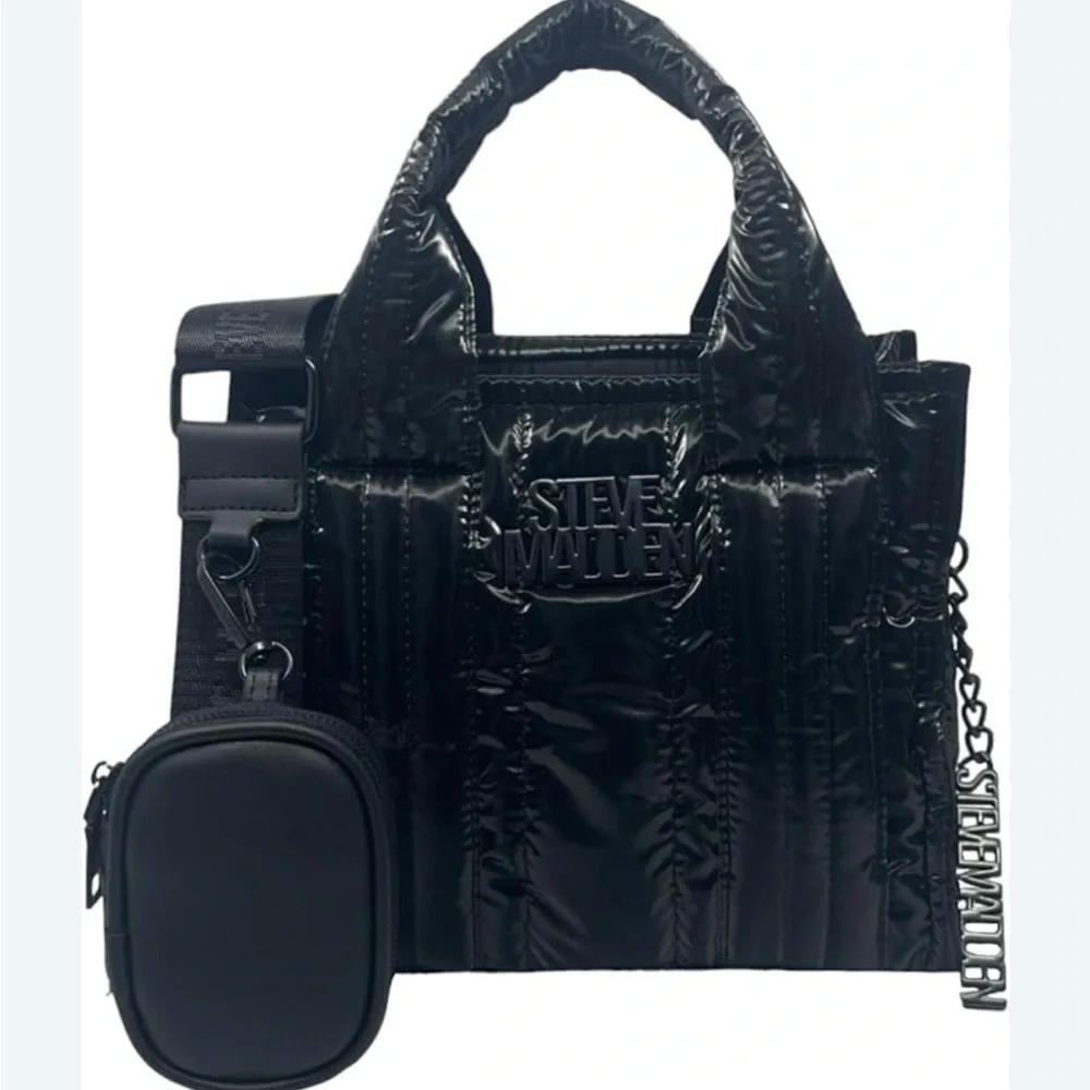 Steve Madden Black Structured Tote Bag - Picture 1 of 12